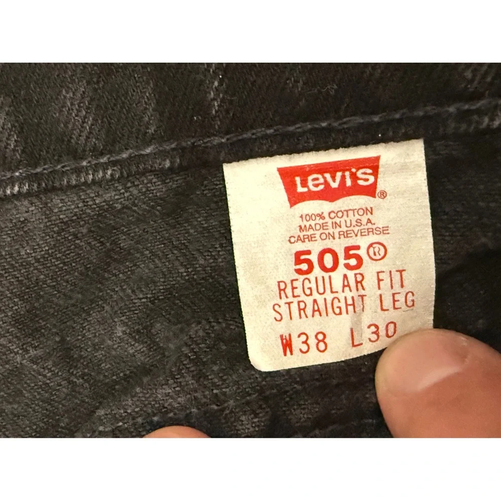 Vintage Levis 505 Orange Tab Black Jeans USA 38x30 Regular Straight Leg 1995